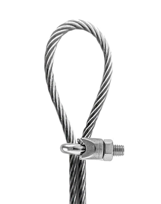 QWORK 1/2" Wire Rope Clamp Clip M12, 20 Pack Large U Bolt Saddle Guy Fastener, 304 Stainless Steel Fastener Cable Clamps, Connect 2 Layers of Wire to Form a Loop