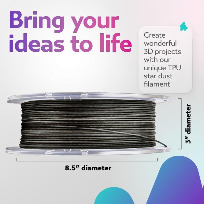Cookiecad TPU Filament 1.75mm 1kg Translucent Glitter 3D Printer Filament - Star Dust TPU