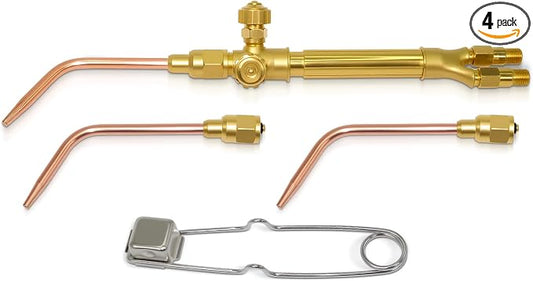 Light Duty Welding/Brazing Torch Kit, J-28 Torch Handle Compatible with Victor Series ''J'' Include 3 Welding Tips + Flint Striker