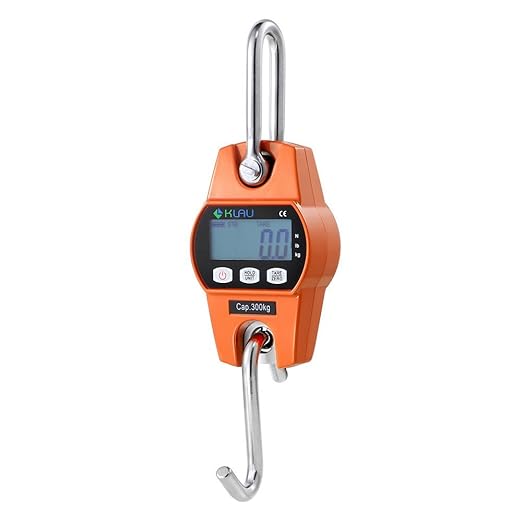 Klau Digital Hanging Scale OCS-L Orange 300 kg / 600 lb | High Precision Sensor, Heavy Duty Industrial Crane Scales, Smart Hoist, For Home Indoor Farm Factory Hunting Outdoor