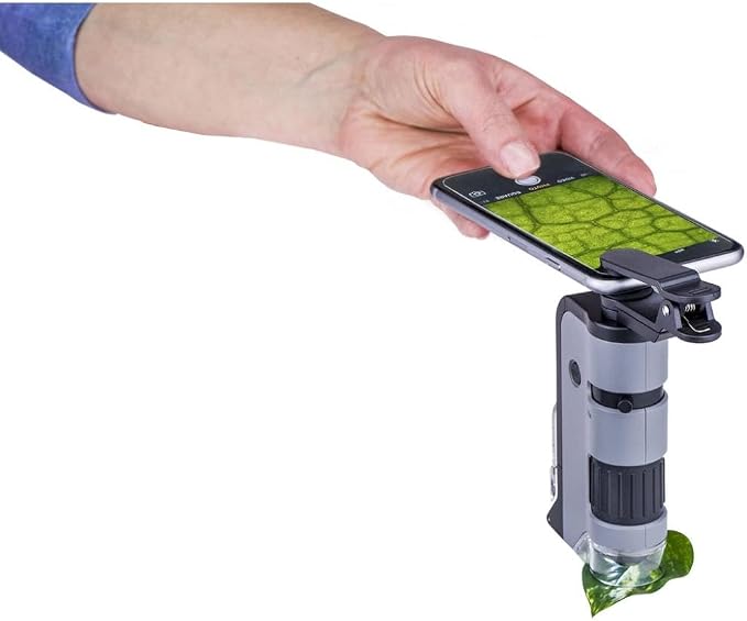 Carson MicroFlip 100x-250x, LED UV Pocket Microscope with Smartphone Clip, STEM Education (MP-250)