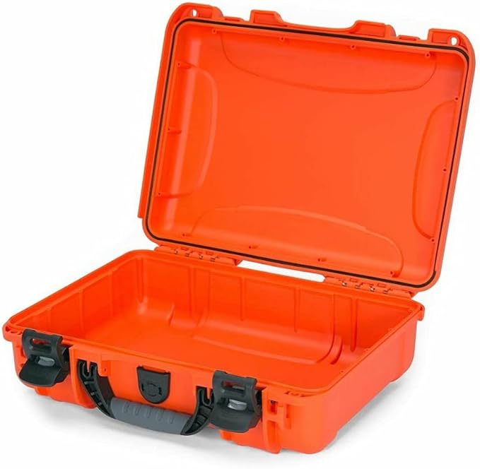 NANUK 910 Hard Case with Customizable Cubed Foam, IP67 Waterproof, Dustproof and Impact Resistant, 14.3” x 11.1” x 4.7”, Rugged Construction for Ultimate Protection, Made in Canada - Orange