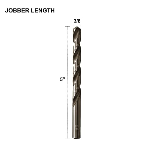 3/8 Cobalt Drill Bit for Metal and Hard Steel(5Pcs),M35 High Speed Steel Twist Jobber Metal Drill Bits,with Index Storage Case
