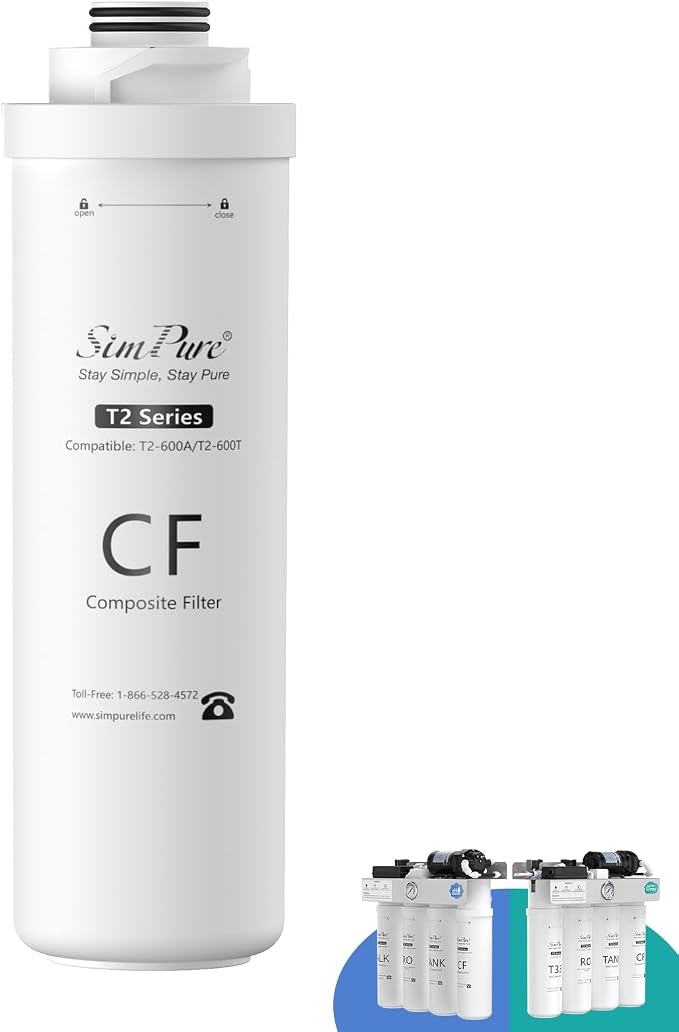 SimPure T2 Series CF Filter Replacement Cartridge Only for Model T2-600T, T2-600A, 6 Months Replacement Cartridge (1 Pack)