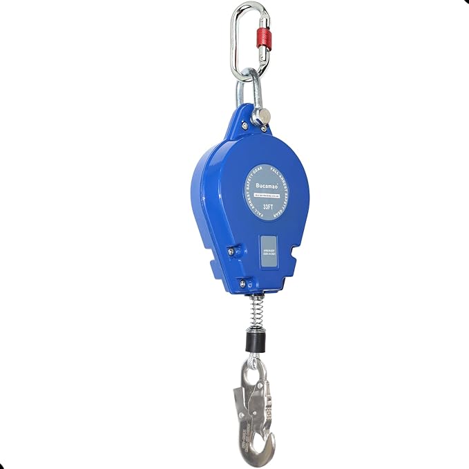 33FT Retractable Lanyard, BUCAMAO Self Retracting Lifeline, Steel Wire SRL | Srl Fall Protection, Retractable Safety Lanyard, Safety Harness Yoyo, Safety Harness Fall Protection Kit, Fall Arrestor