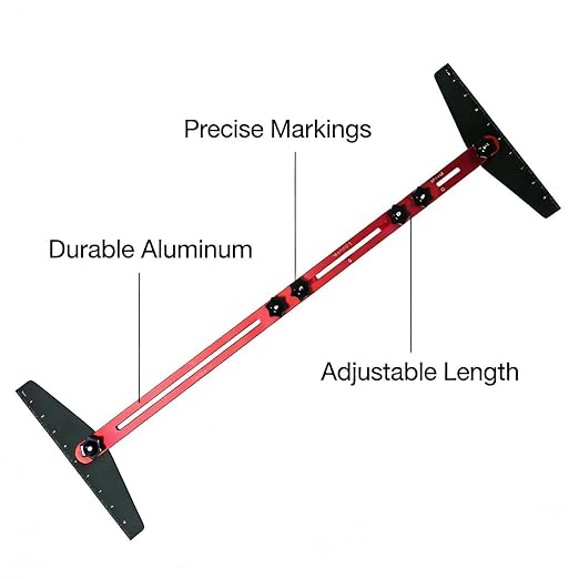 Stair Tread Template Tool, Aluminum Alloy Stair Measuring Tool, Stair Gauge Set Shelf Layout Measuring Scribe Tool for Stairs, Risers, Partitions, Self and Cutting Drywall(Red)