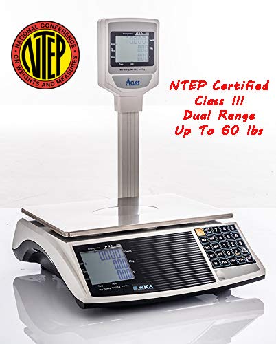 EW Digital Commercial Price Computing Scale PS6 – NTEP Certified Class III Legal for Trade Food Scale | 60 lb Capacity | Retail Weighing Scale for Meat Fruit & Grocery (CO#19-141) (Pole)