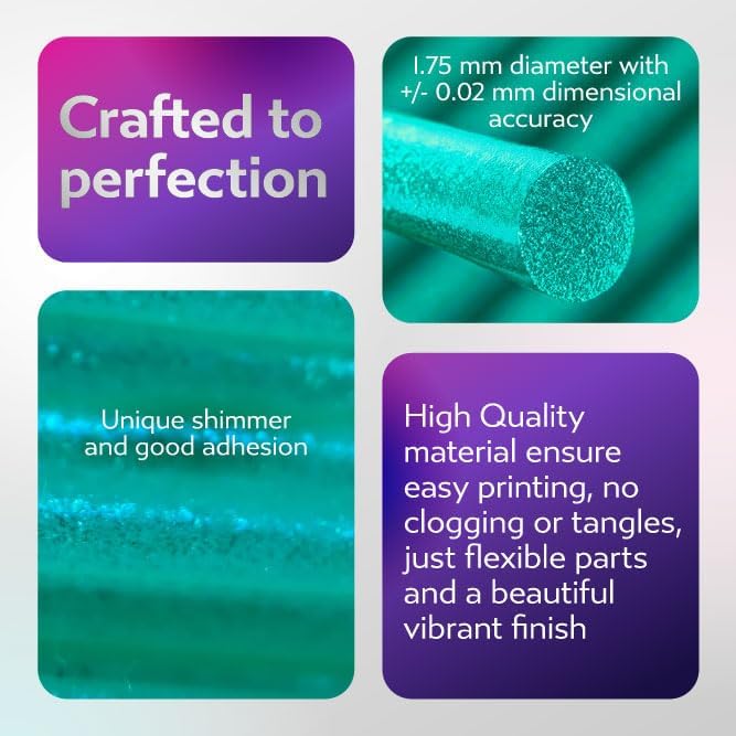 Cookiecad TPU Filament 1.75mm 1kg Iridescent Glitter 3D Printer Filament - Mint Green Elixir TPU