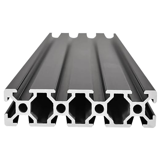 2PCS 20 Series T Slot 2080 Aluminum Extrusion Profile 19.7'',European Standard Anodized Linear Rail for 3D Printer Parts and CNC DIY 500mm Black(19.7inch)