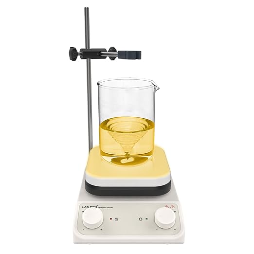 LAB FISH HS6 Magnetic Stirrer Hot Plate, 260℃ 200-1500RPM | 5.2 inch square ceramic hot plate, 3L, knob speed control, with stand & stir bar for lab heating & mixing