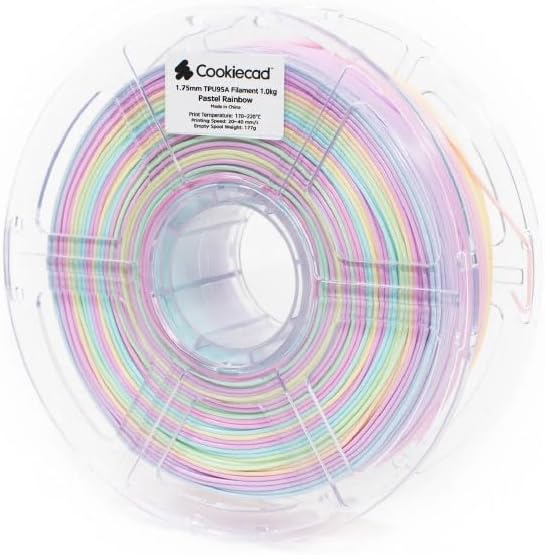 TPU Filament 1.75mm 1kg Rainbow 3D Printer Filament - Pastel Rainbow TPU