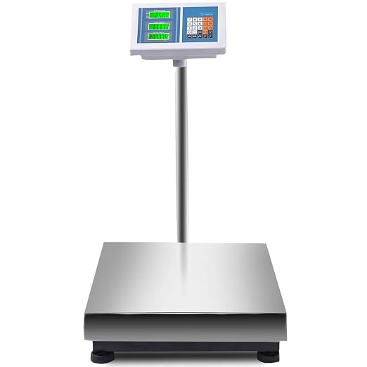 S AFSTAR 660 LBS Weight Electronic Platform Scale, Computing Digital Floor Scale w/High-Definition LCD Display, KG Switchable, AC/DC Power Supply, Heavy Duty Postal Scale for Luggage Shipping Packages