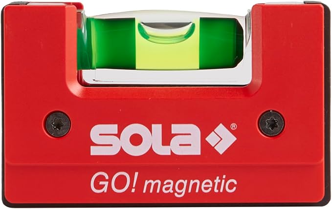 SOLA LSGOM GO! Magnetic Portable Level with Clip and 1 60% Magnified Vial, 3-Inch