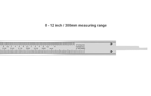 0-12 Inch / 300mm Micrometer Vernier Caliper, Stainless Steel Precision Measuring Tool (Inch/Metric), Depth/Inside/Outside/Step Measurement, 0.001" / 0.02mm