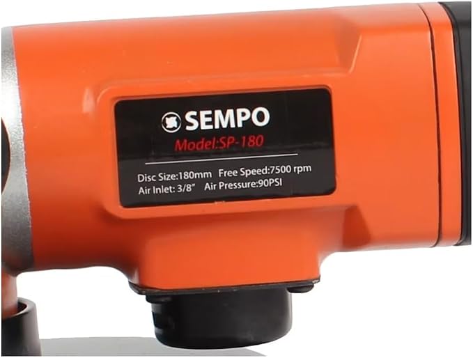 Sempo Heavy Duty 7-Inch Pneumatic Air Angle Grinder – 7500 RPM Industrial Grade Tool for Metal Grinding, Polishing, Cutting, Rust Removal, Automotive, Welding, Woodworking