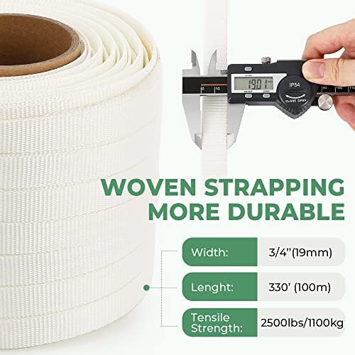 Banding Strapping Kit 3/4" x 328' Woven Cord and 100 Pack Metal Wire Buckle Bundle