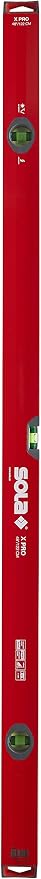 SOLA LSX482410 X PRO Aluminum Box Profile Spirit Level Set with 60% Magnified Vials, 10, 24 & 48-Inch , Red