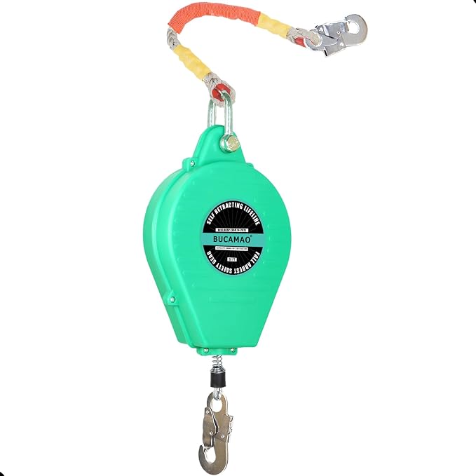 Steel Wire Self Retracting Lifeline, 50FT BUCAMAO Retractable Lanyard | Srl Fall Protection, Retractable Safety Lanyard, Safety Harness Yoyo, Safety Harness Fall Protection Kit, Fall Arrestor