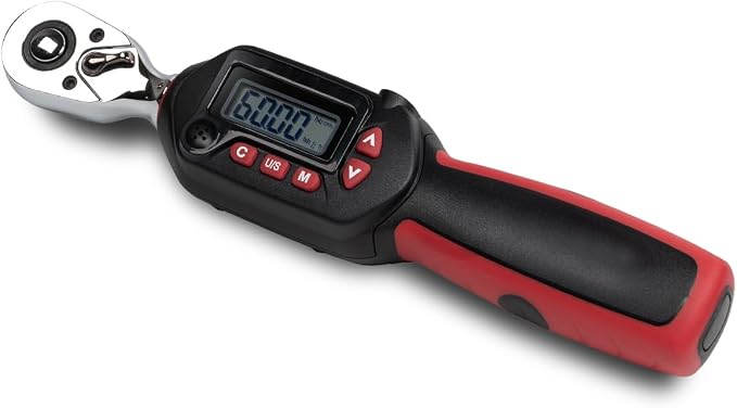 Tapha Tools 3/8 inch Compact Digital Torque Wrench 2.21 - 44.24 ft-lbs (3 - 60 N-m) Torque Range ±2% Accuracy, LED and Buzzer, Preset Memory, ISO 6789 Tested and Calibrated