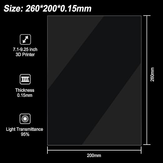 6PCS FEP Film Release Films for ELEGOO Mars 4/Mars 4 Ultra/Saturn/Saturn S/Mars 3 Pro/Photon Mono X/Photon Mono X2/Photon Mono X 6K/Photon M3/M3 Plus/Sonic Mini 8K/Mighty 4K,260 x 200 x 0.15mm