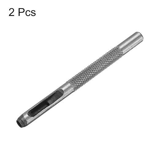 HARFINGTON 2pcs Leather Round Hole Punch, 4mm Hollow Hole Puncher Cutter Carbon Steel Circle Hole Punching Cutting Tool for Belt/DIY Leather Craft