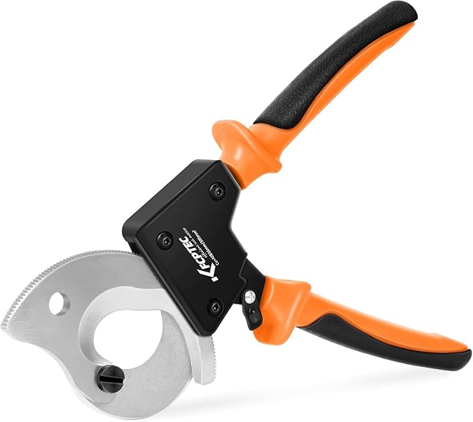KF CPTEC Ratchet Cable Wire Cutter Heavy Duty, Cutting Tool for Electrical Aluminum, Copper and Multi-core Cables up to 300mm² / AWG 600MCM, Ergonomic Handle