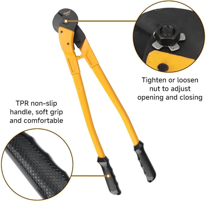 Hoteche 24-Inch Heavy Duty Wire Rope Cutter, Steel Wire Cutters Heavy Duty Industrial Strength Cable Cutter for Hard Wire Ropes, Stainless Steel Wire Visit the MAXPOWER Store