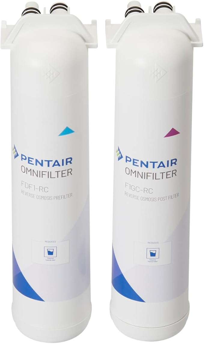 Pentair OMNIFilter QuickConnect Tankless Reverse Osmosis Replacement Filter Kit, Composite Pre-Filter and Carbon Post-Filter 2-Pack for 3-Stage Under Sink RO Water Filtration System