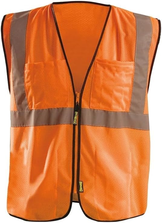 OccuNomix ANSI/ISEA 107-2020 Class 2 Type R Mesh Surveyor Vest - Reflective Safety Vest with Pockets, Dual Sizes (S/M-4X/5X)