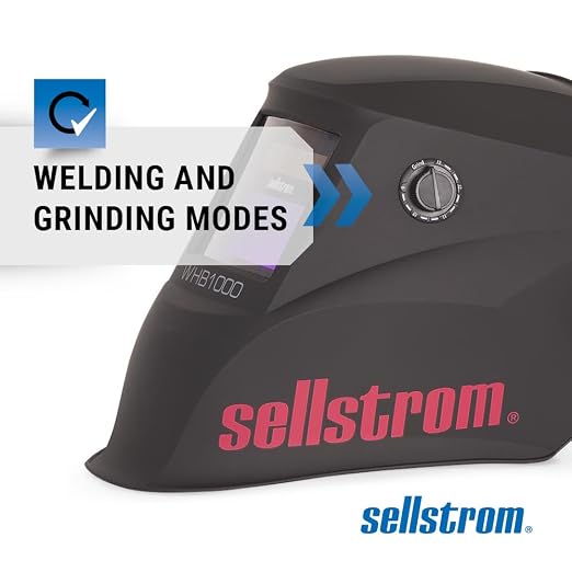 Sellstrom Lightweight,Ergonomic Design,Nylon,Blue Lens Technology,All-Day Comfort,Excellent Optical Clarity,Advantage Series Welding Helmet with ADF Technology,Black/Red,7'Wx 13'H x 5'L,S26100