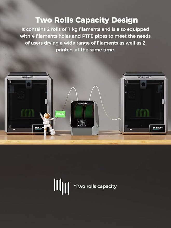 Creality Space Pi Filament Dryer Plus, 2 Spools Filament Storage Box, Double 360° Heating Drying with Fan&Touch Screen, 3D Printer Filament Spool Holder, Dehydrator 1.75/2.85/3mm PLA PETG ABS TPU
