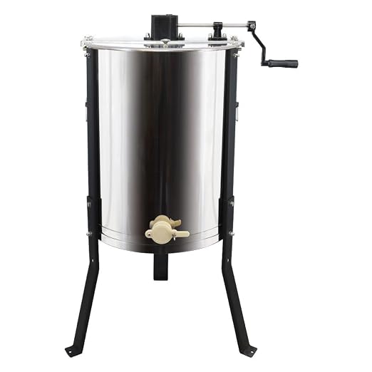 BeeCastle Manual Honey Extractor 3 Frame Stainless Steel Honeycomb Drum Spinner Extractor with Height Adjustable Stand,Manual Crank Beekeeping Extraction Equipment
