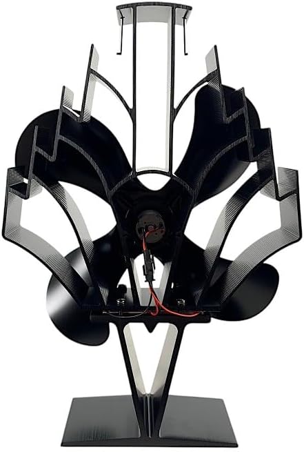 Heat Powered Stove Fan for Wood & Pellet Burners: Compatible with Log Burners, 348 CFM Airflow,13" Large 4-Blade Non-Electric Dual Motor Thermal Blower, Black by Freedom Stoves