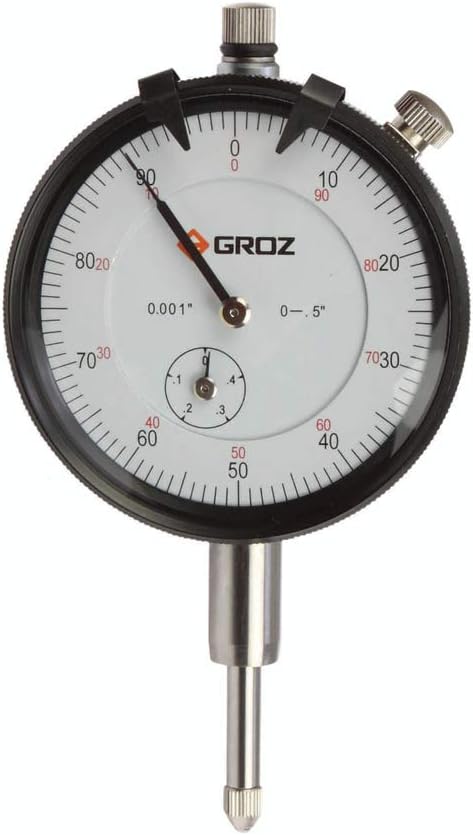 Groz 16205 DIAL Indicator, 0-1" x. 001", 0-100, AGD2, White FACE, Lug Back
