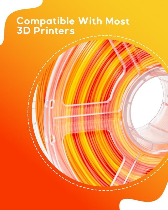 Cookiecad PLA Filament 1.75mm 1kg Rainbow Multicolor 3D Printer Filament - Sunrise PLA
