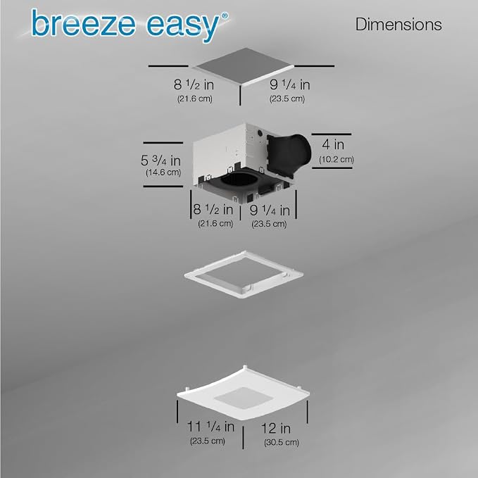 Bathroom Exhaust Fan with 5-CCT Dimmable LED Light, 80 CFM, Whisper Quiet 0.4 Sones, Retrofit No-Screw Roomside Installation, Energy Star, BEL80