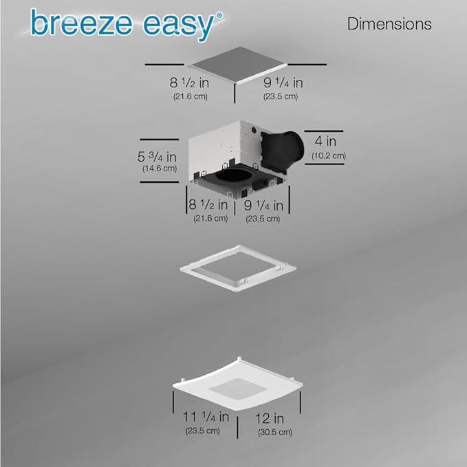 Bathroom Exhaust Fan with 5-CCT Dimmable LED Light, 110 CFM, Quiet 1.2 Sones, Retrofit No-Screw Roomside Installation, Energy Star, BEL110