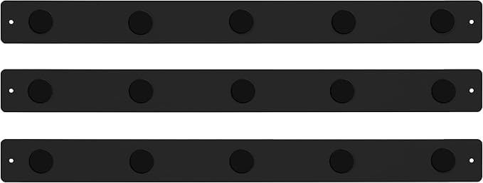 Three by Three Seattle 28 x 2.5 Inch Metal Strip Frameless Magnetic Bulletin Board (3 Pack) with 15 Large Magnets for Memos, Photos, Lists, and More in Office, Home, or School Décor (Black)