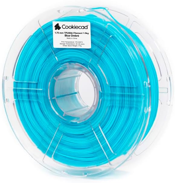 Cookiecad TPU Filament 1.75mm 1kg Rainbow Multicolor 3D Printer Filament - Blue Ombre TPU