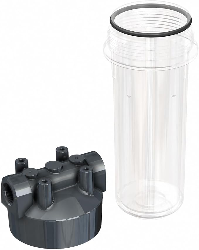 Pentair Pentek R50072 Dura-Series Standard Water Filter Housing, 3/4" NPT #10 Clear Sump with Mounting Cap, 10-Inch, Slate/Clear