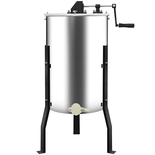Manual Honey Extractor, 3 Frames Honey Spinner with Ergonomic Handle, Durable & Easy to Clean, Food-Grade Stainless Steel Honey Separator Equipment for Beekeeping Starter, Small-Scalez Apiary