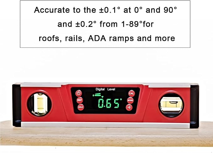 10-Inch Digital Torpedo Level and Protractor | Neodymium Magnets | Bright LED Display | V-GROOVE MAGNETIC BASE | IP54 Dust/Water Resistant smart level with Carrying Bag