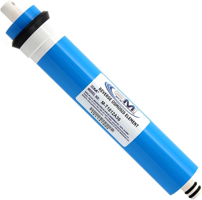 APPLIED MEMBRANES INC. 36 GPD Reverse Osmosis Membrane | RO Membrane Water Filter Replacement for Reverse Osmosis Water Filtration System | 1.8” x 12” Universal Compatibility | Made in USA M-T1812A36