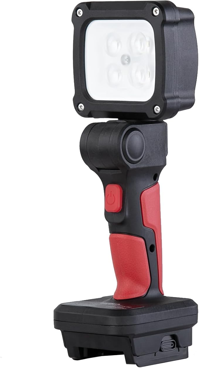 Cordless LED Work Light, Zoom Handheld Spotlight Compatible with Dewalt, Milwaukee and Makita 18-21V Battery, 3000 Lumens, Pivoting Head, (Battery and Charger Not Included)