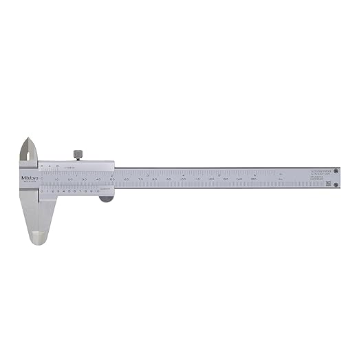 Mitutoyo 530-118 Vernier Calipers, Stainless Steel, for Inside, Outside, Depth and Step Measurements, Metric, 0"/0mm-200mm Range, +/-0.03mm Accuracy, 0.02mm Resolution, 50mm Jaw Depth | Stainless Steel