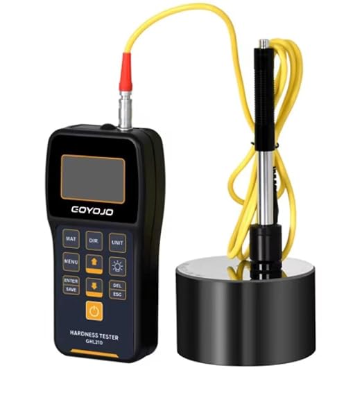 GOYOJO Portable Leeb Hardness Tester -,Hardness Testing Equipment Kit with Test Block, Copper, 7-in-1 HL, HV, HB, HRC, HRB, HRA, HS
