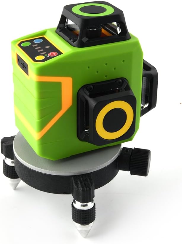 Laser Level Self Leveling 3x360° 3D Green Cross Line for Construction and Picture Hanging, Rechargeable battery, Remote Controller, Magnetic Rotating Stand Included