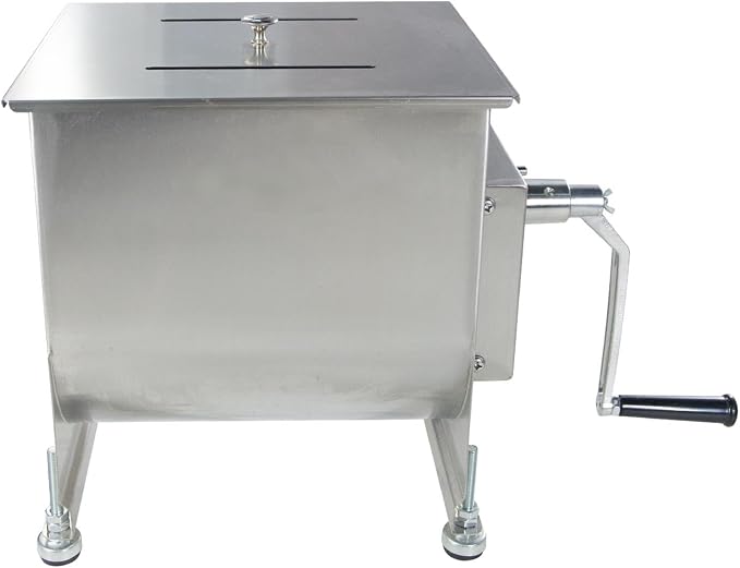 CLIVIA Manual Meat Mixer, 30 Pound Meat Mixer for Sausage, 30lbs 15L Capacity Tank Sausage Mixer, Stainless Steel Food Processing Equipment with Lid for Meat, Vegetable, Burger, Dumplings
