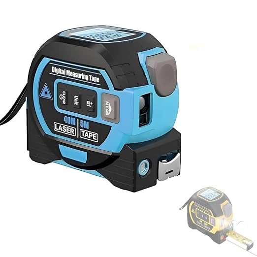 Tape Measure 3-in-1 Tape Measure - Digital Measuring Tape with Data Storage Function Vertical Crosshair Rangefinder, LCD Display, 16Ft Tape, 40M/135Ft Rangefinder Blue:40M.