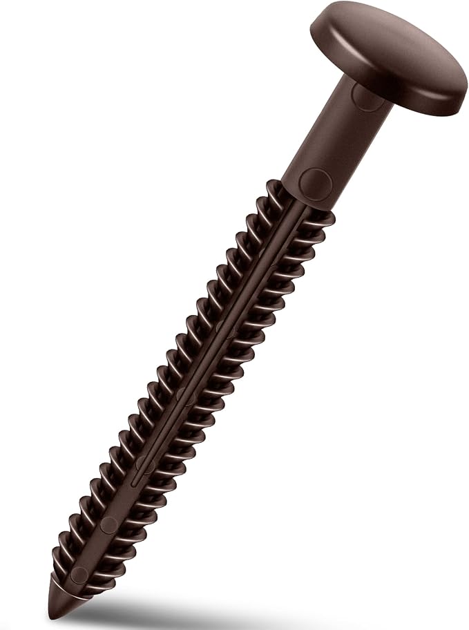 Blulu 1 Pcs 3 Inch Vinyl Shutter Fastener Window Panel Peg Lok Pin Pegs Screws Shutter Spikes Anchor (Federal Brown)